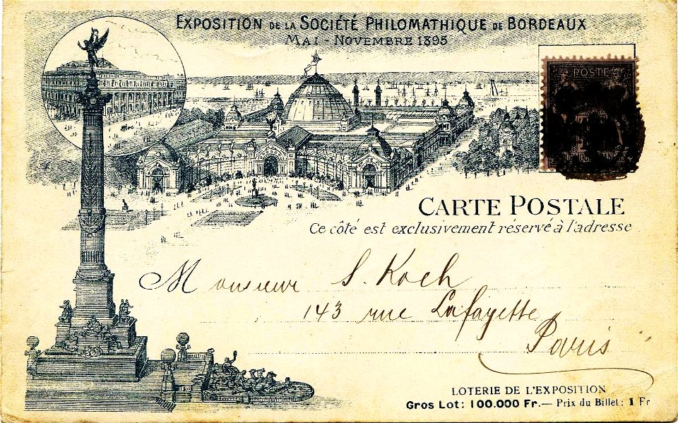 Bordeaux exposition 1895 carte-postale