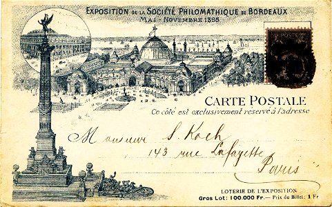 Bordeaux exposition 1895 carte-postale