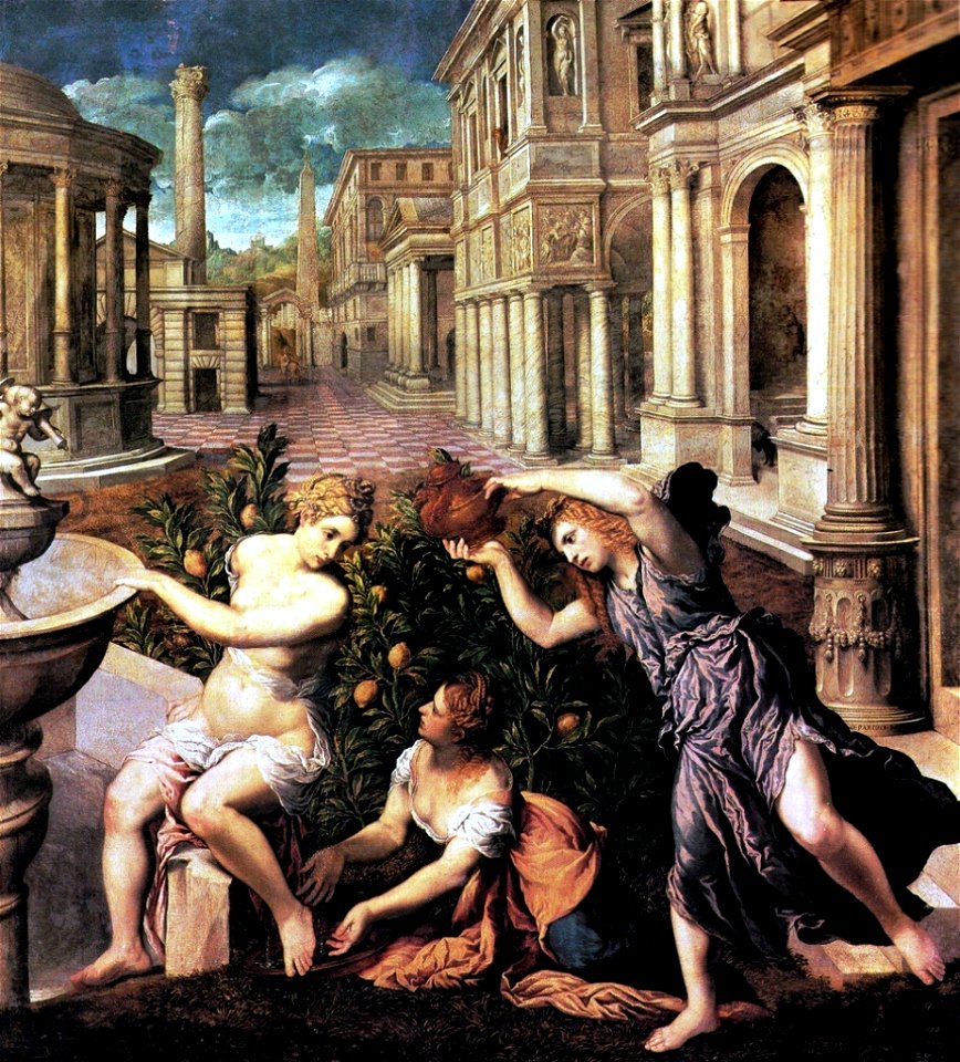 Paris Bordone - Betsabea al bagno con ancelle - Wallraf-Richartz-Museum, Köln