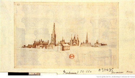 Bordeaux. La Grosse Cloche et la flèche de Saint-Michel, btv1b77419070