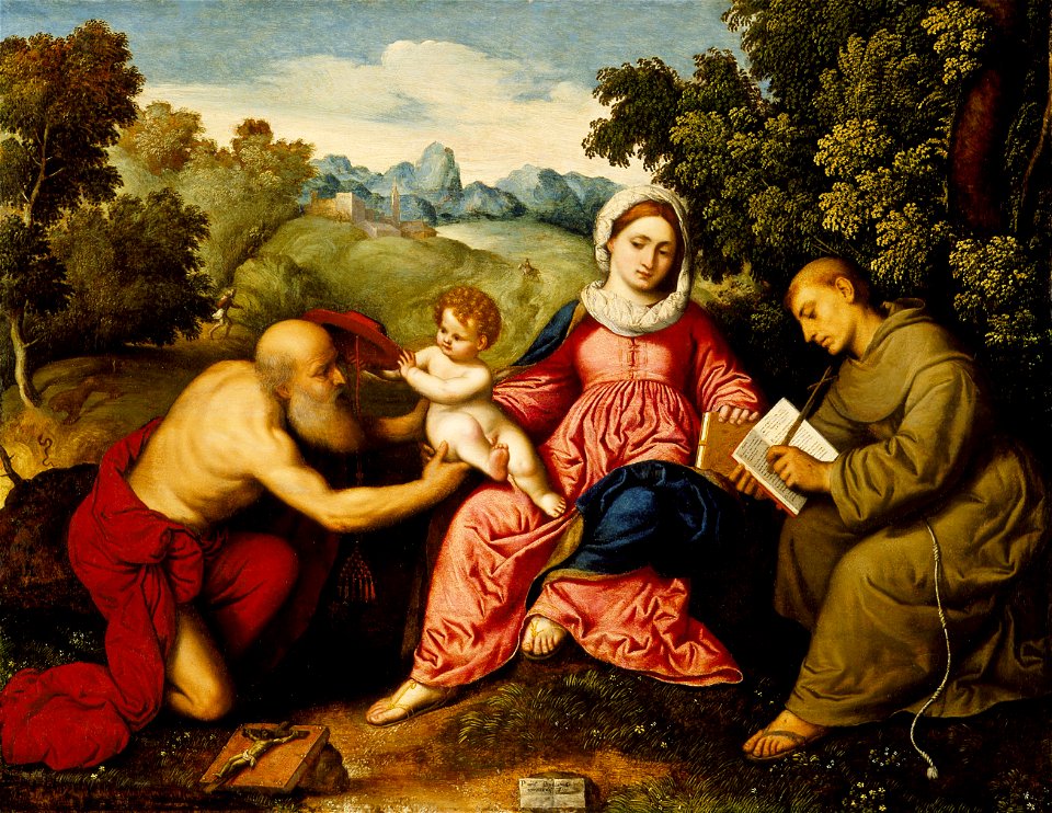 Paris Bordone - Madonna con Bambino, San Girolamo e San Francesco (LACMA)