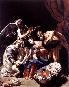 Orazio Borgianni - Holy Family with St Elizabeth, the Young St John the Baptist and an Angel - WGA02470