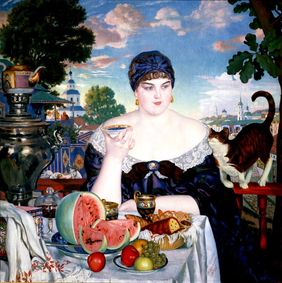 Boris Kustodiev - Merchant's Wife at Tea - Google Art Project
