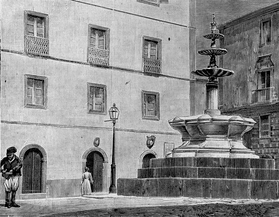 Bosa – Piazzetta Umberto I (xilografia)