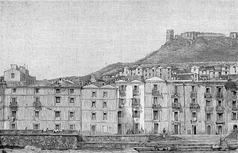 Bosa – Via Lungo Temo vista dalle Concie (xilografia)