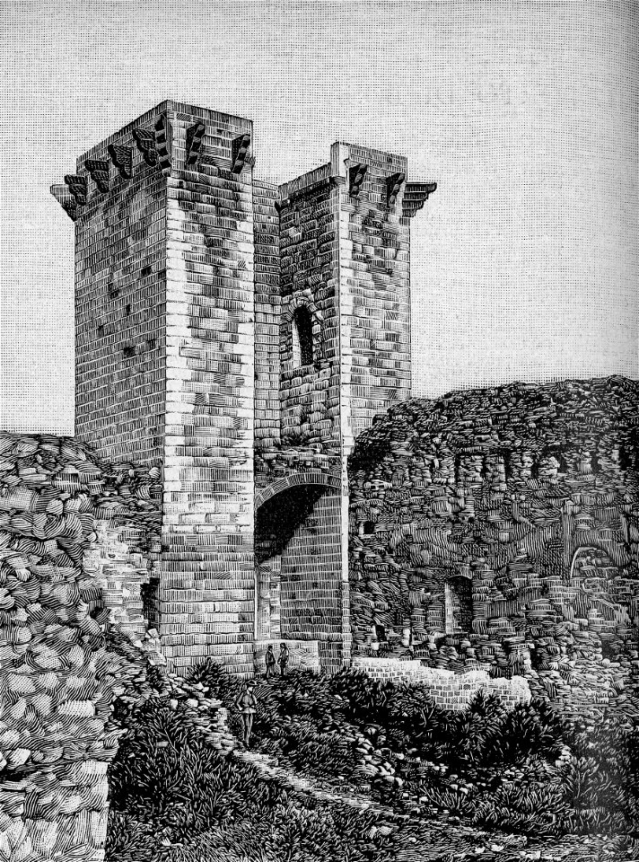 Bosa – Torre del castello Malaspina (xilografia)
