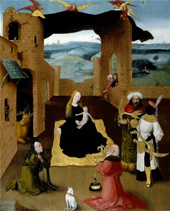 Manner of Jheronimus Bosch Adoration of the Magi (Rotterdam). Free illustration for personal and commercial use.