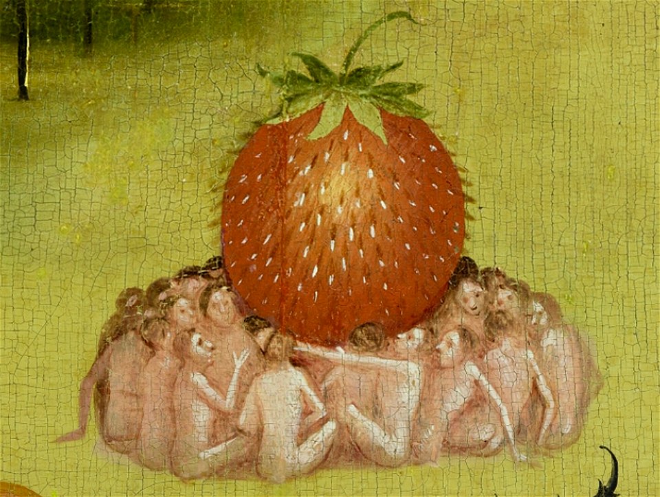 Bosch, Hieronymus - The Garden of Earthly Delights, central panel - Detail Strawberry