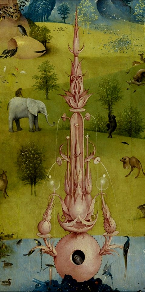 Bosch, Hieronymus - The Garden of Earthly Delights, left panel - Detail Fountain Of Life complete (center)