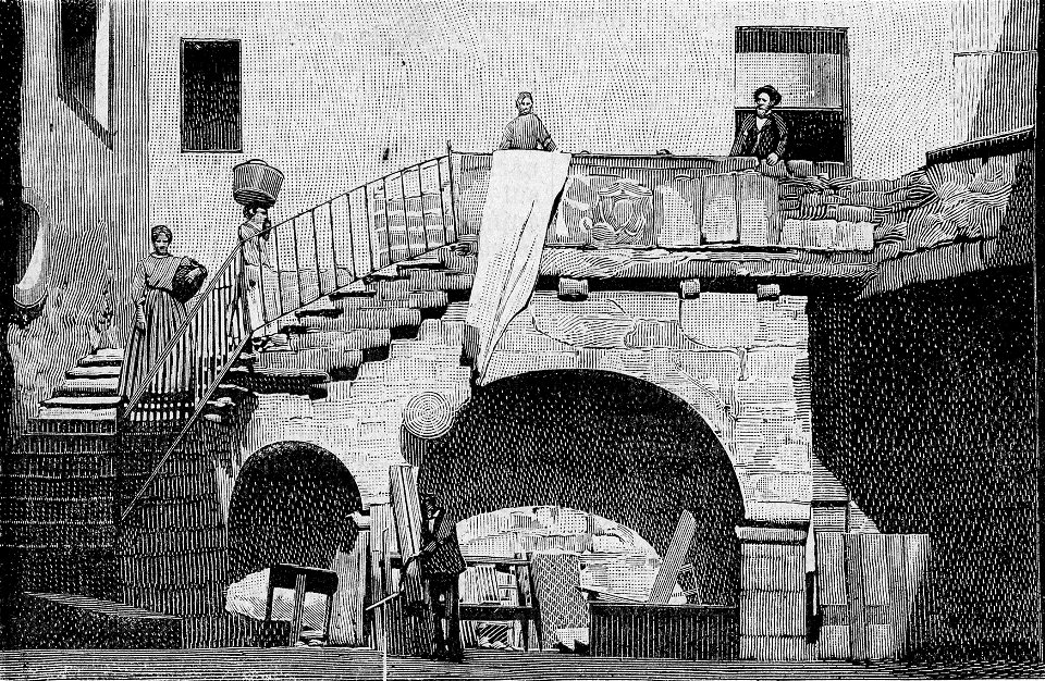 Bosa – L’Episcopio in rovina (xilografia)