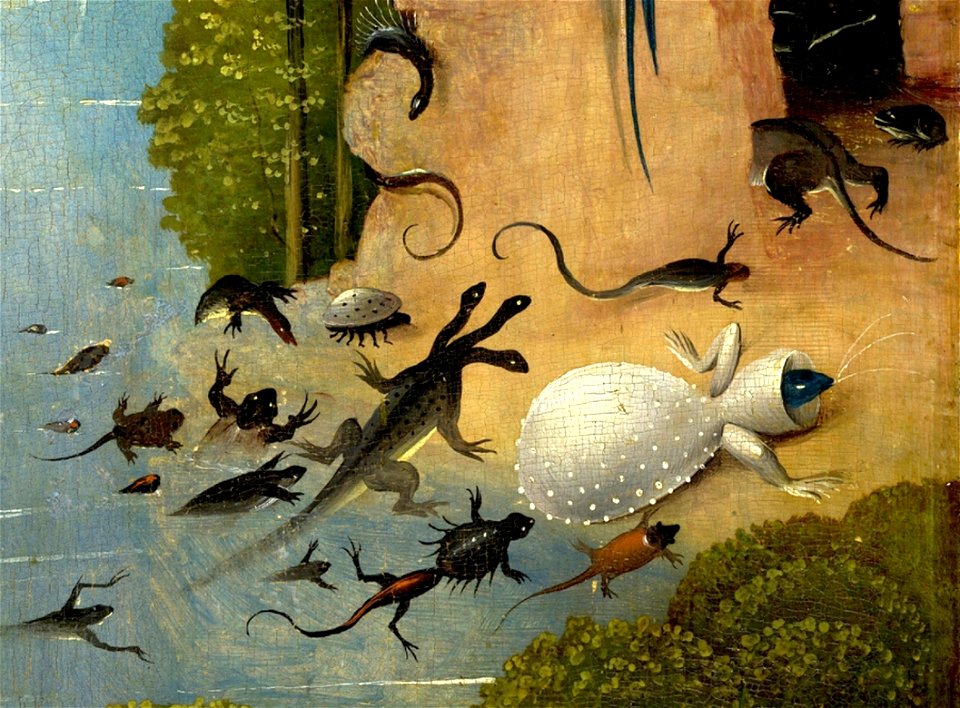 Bosch, Hieronymus - The Garden of Earthly Delights, left panel - Detail Amphibia and fish