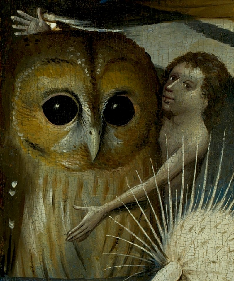 Bosch, Hieronymus - The Garden of Earthly Delights, central panel - Detail Owl with boy