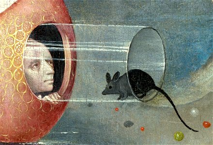 Bosch, Hieronymus - The Garden of Earthly Delights, central panel - Detail man with mouse (lower left)