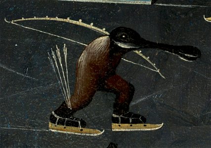 Bosch, Hieronymus - The Garden of Earthly Delights, right panel - Detail skating monster (mid-right). Free illustration for personal and commercial use.