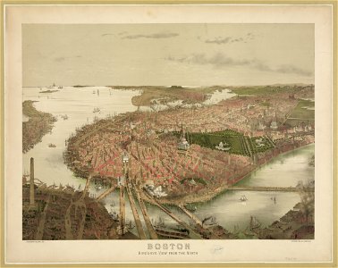 Boston - bird's eye view from the north - J. Bachmann del. and lith. LCCN2001696113. Free illustration for personal and commercial use.