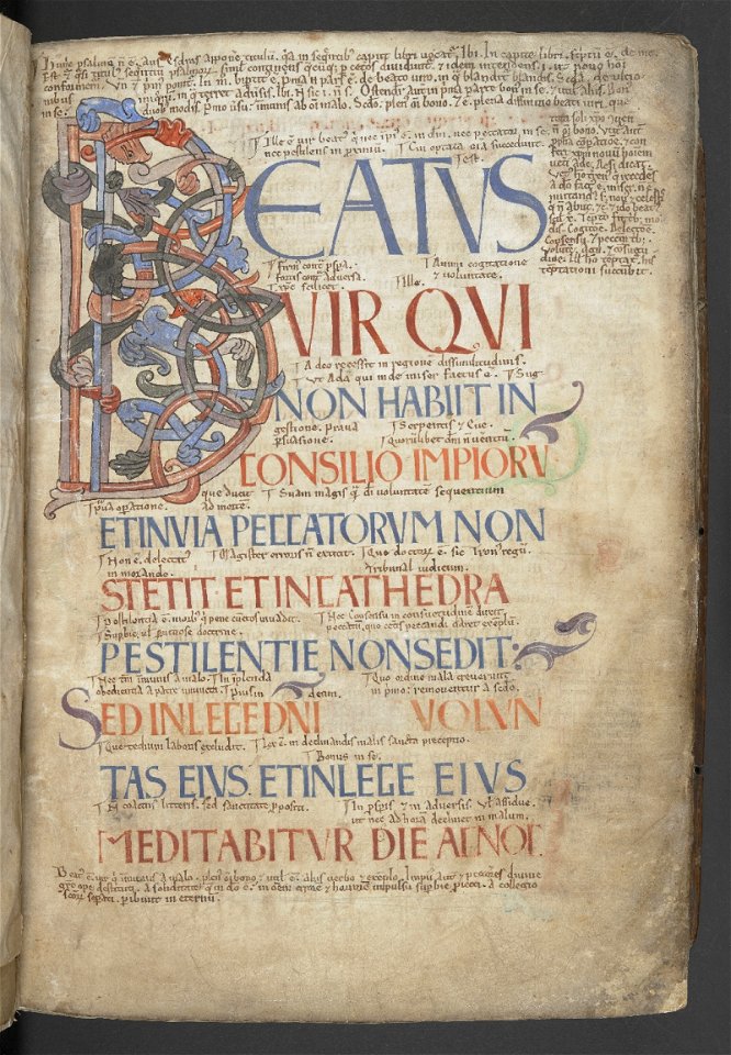 Bosworth Psalter - British Library Add MS 37517 f4r (Beatus Vir)