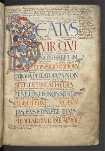 Bosworth Psalter - British Library Add MS 37517 f4r (Beatus Vir)