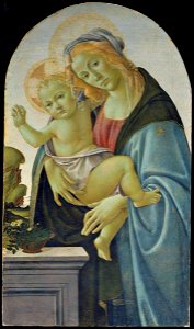 Botticelli - bottega - Madonna con Bambino, Mercato antiquario, Firenze. Free illustration for personal and commercial use.