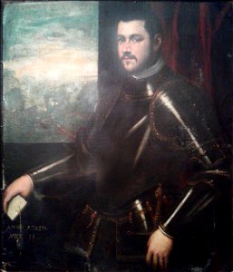 Bottega di Domenico Tintoretto Ritratto di ammiraglio veneziano. Free illustration for personal and commercial use.