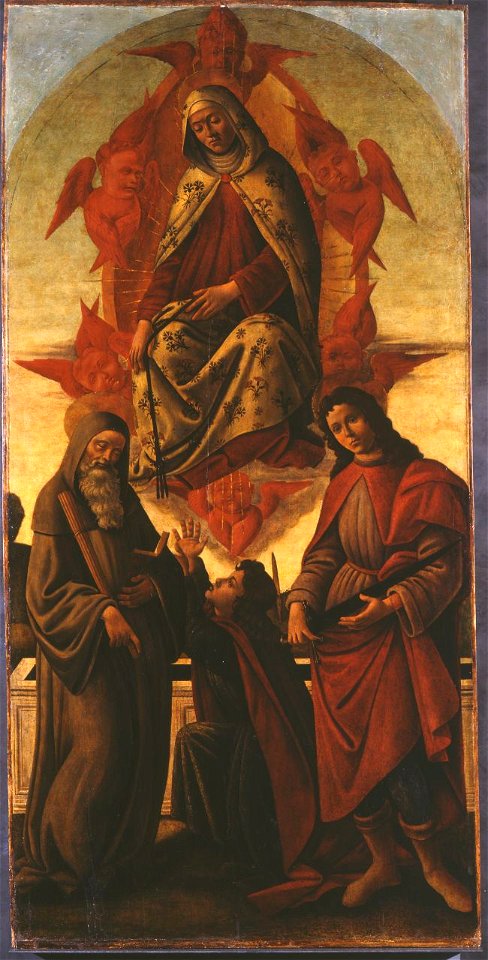 Botticelli (bottega del) - Assunzione della Vergine con i santi Benedetto, Tommaso e Giuliano, GN56