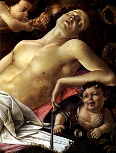 Botticelli, marte e venere, dettaglio