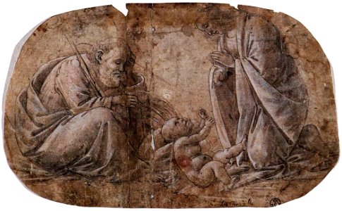 Botticelli, adorazione del bambino, disegno. Free illustration for personal and commercial use.