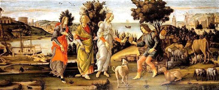 Sandro Botticelli - Il Giudizio di Paride. Free illustration for personal and commercial use.