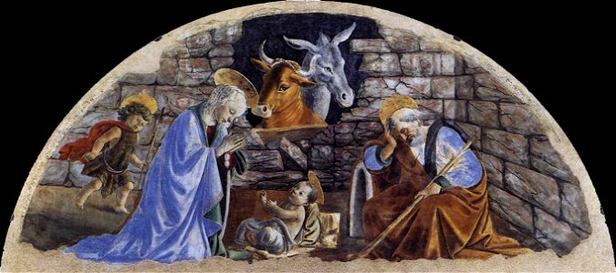 Botticelli, adorazione del bambino. Free illustration for personal and commercial use.