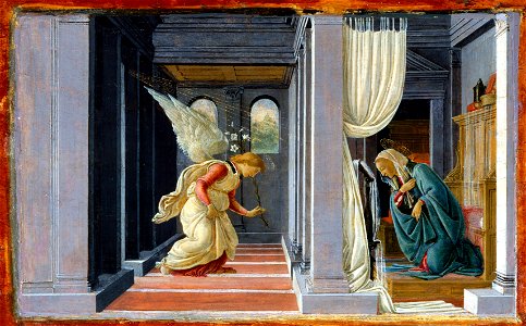 Botticelli, annunciazione del Metropolitan. Free illustration for personal and commercial use.