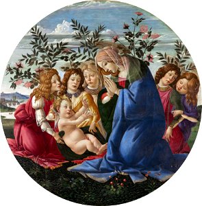 Botticelli - Madonna Adoring the Child with Five Angels (Baltimore Museum of Art)FXD. Free illustration for personal and commercial use.