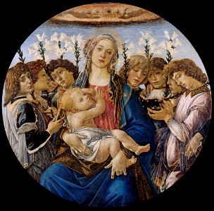 Sandro Botticelli - Mary with the Child and Singing Angels - Google Art Project. Free illustration for personal and commercial use.
