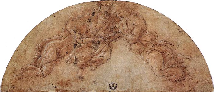 Botticelli, disegno, tre angeli