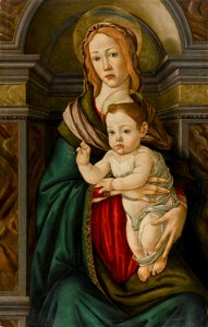 Madonna and Child by Botticelli and studio. Free illustration for personal and commercial use.