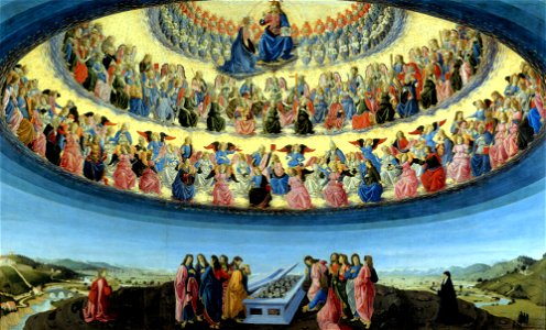 Francesco Botticini - The Assumption of the Virgin. Free illustration for personal and commercial use.