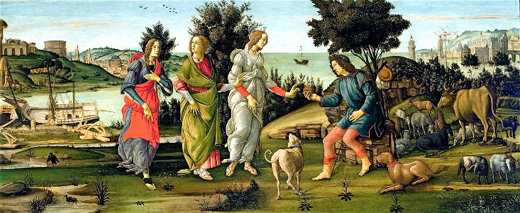 Botticelli-Juicio-de-Paris. Free illustration for personal and commercial use.