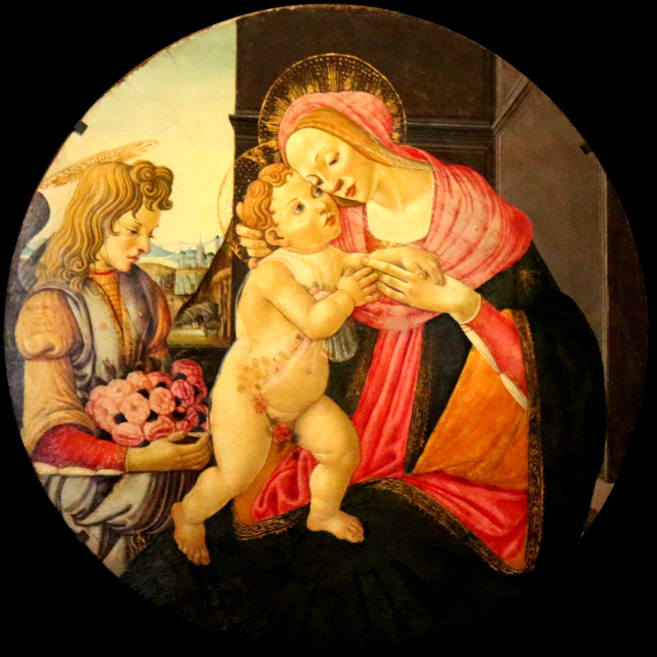 Botticelli-Vierge et Enfant avec un ange. Free illustration for personal and commercial use.