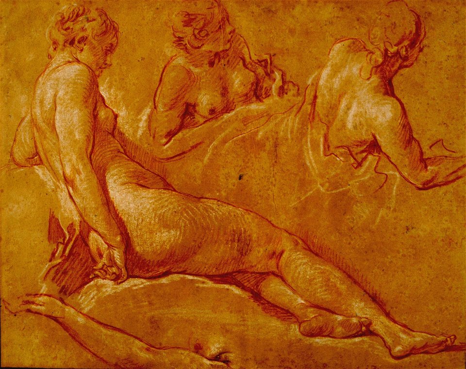 Boucher - Etudes de nymphes pour Mercure confiant Bacchus aux nymphes de Nysa, Inv. 1952-1-29