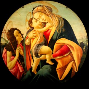 Botticelli-vierge et Enfant avec le petit saint Jean. Free illustration for personal and commercial use.