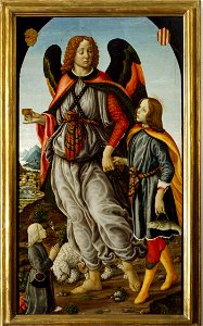 20 Archangele Raffaele con Tobiolo e un giovane. 156х89 1480-90 Firenze Santa Maria del Fiore, Sacrestia. Free illustration for personal and commercial use.