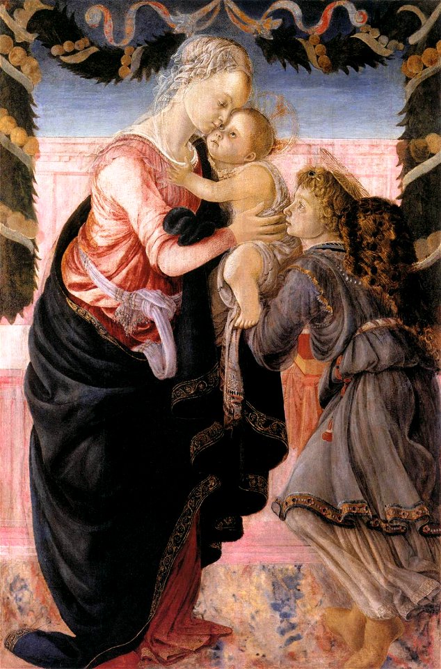Sandro Botticelli - Madonna and Child with an Angel - WGA02683. Free illustration for personal and commercial use.
