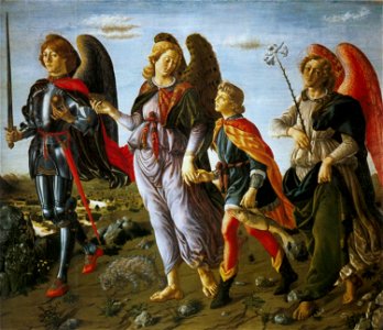 7 Francesco Botticini Three Archangels with Tobias. (135x154cm) c.1471 Uffizi, Florence