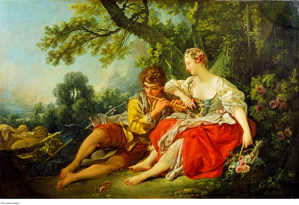 Boucher - Shepherd Piping to a Shepherdess, c. 1747 - 1750