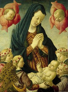 13 Francesco Botticini Virgin and Child with Four Angels and Two Cherubim (65.4 x 49.5 cm) 1470-75 Norton Simon Museum, Pasadena caliph. Free illustration for personal and commercial use.