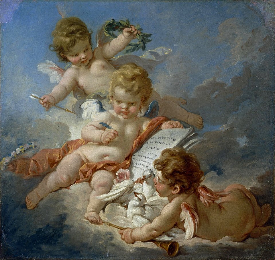 Boucher - Cupids. Allegory of Poetry, 1760s