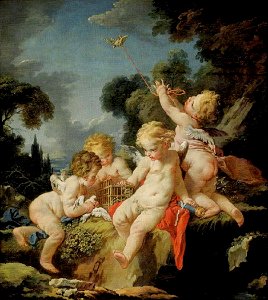François Boucher - 'Putti with Birds'