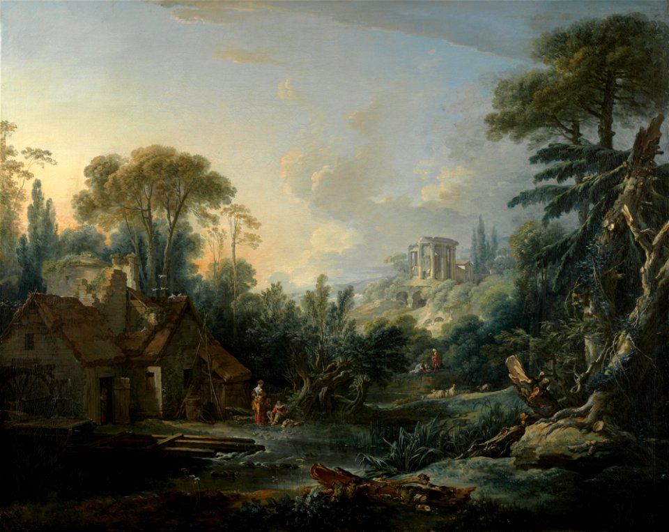 François Boucher - Landscape with a Water Mill - Google Art Project