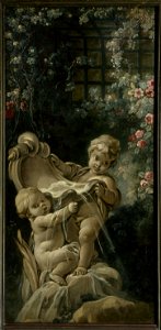 Boucher - Fontaine avec deux amours dont l'un est agenouillé, Entre 1765 et 1770