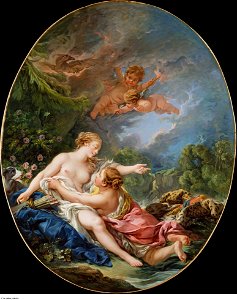 Boucher - Jupiter and Callisto, 1769. Free illustration for personal and commercial use.