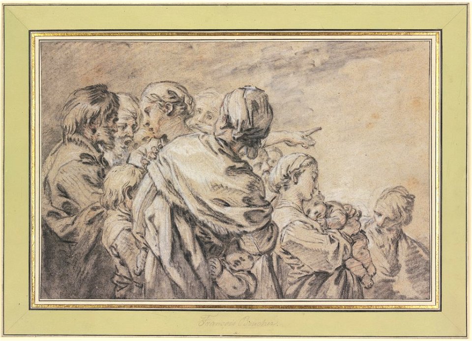 Boucher - Halbfigurengruppe mit Männern und Frauen mit Kindern, 1762