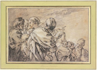 Boucher - Halbfigurengruppe mit Männern und Frauen mit Kindern, 1762